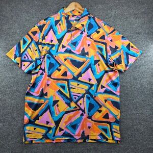 Chubbies Mens Large Geometric Triangle Print Performance Polo Shirt Multicolor